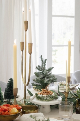 Table with prepared Christmas meal - Australian Stock Image