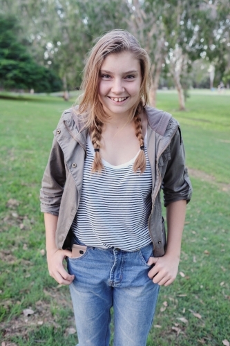 Teenage girl in the park - Australian Stock Image