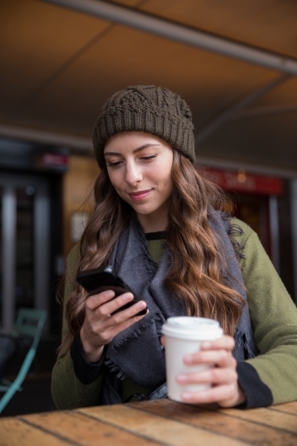 Texting at the Market - Australian Stock Image