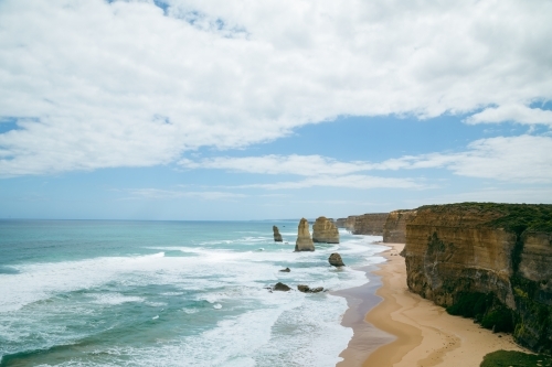 The 12 Apostles scenic tourist destination along the Great Ocean Road on the south coast of Victoria - Australian Stock Image