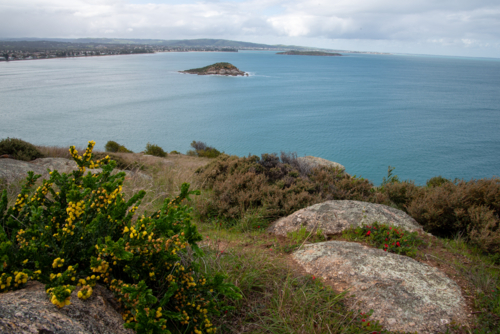 The Bluff view over ocean - Australian Stock Image