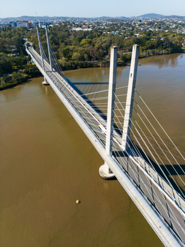 The Eleanor Schonell Bridge crossing the Brisbane River between St Lucia and Dutton Park - Australian Stock Image