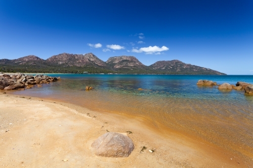 The Hazards from Richardsons Beach - Freycinet National Park - Tasmania - Australian Stock Image