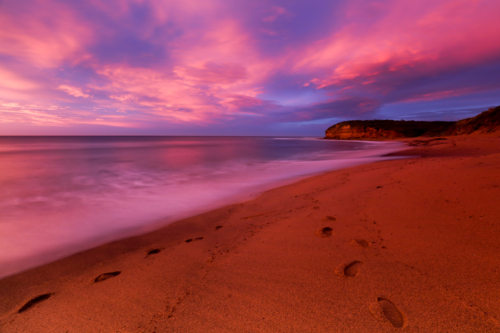 The iconic Bells Beach on a summer morning at sunrise near Torquay, Victoria, Australia - Australian Stock Image