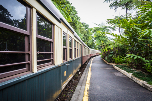 The iconic Kuranda train station in Kuranda, Queensland, Australia - Australian Stock Image