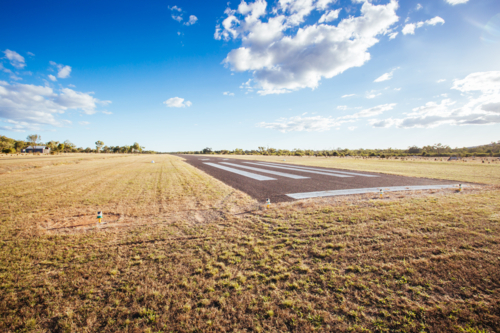 The rural Mount Surprise Airport and runway in Queensland, Australia - Australian Stock Image