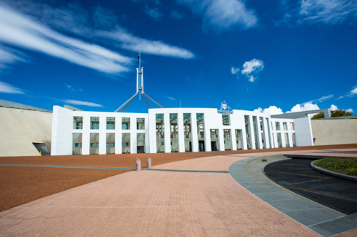 The stunning architecture of the Parliament of Australia in Canberra, Australian Capital Territory, - Australian Stock Image