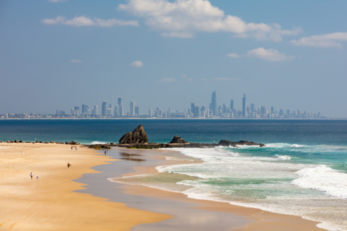 The view from Elephant Rock in Currumbin on a sunny day in the Gold Coast, Queensland, Australia. - Australian Stock Image