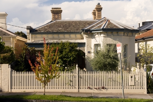 Traditional character brick constructed home on a suburban street of Melbourne - Australian Stock Image