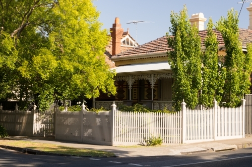 Traditional character brick constructed home on a suburban street of Melbourne - Australian Stock Image