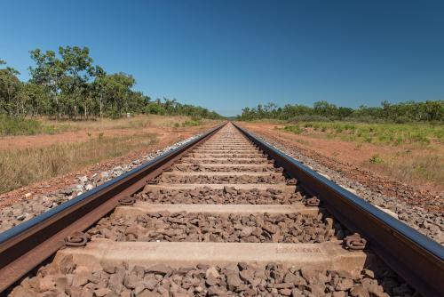 Train track near Manton Dam, outskirts of Darwin - Australian Stock Image