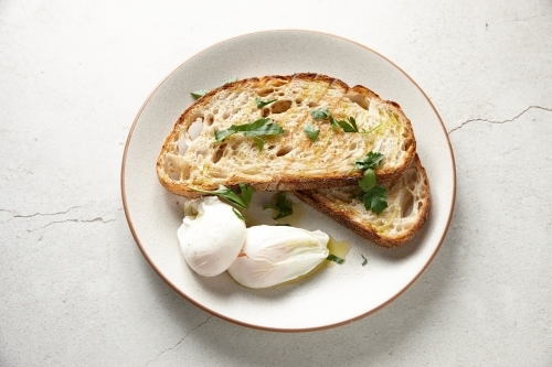 Two eggs and toast - Australian Stock Image
