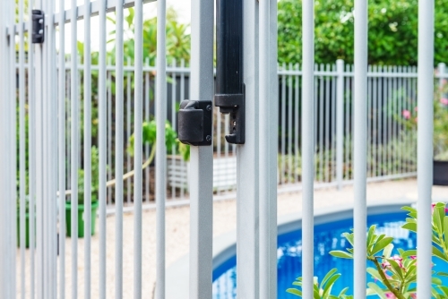 Unsafe pool gate - Australian Stock Image