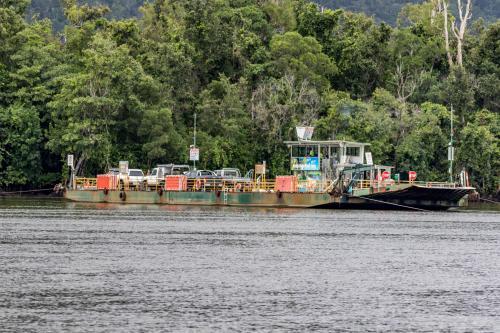 Vehicle ferry crossing the river - Australian Stock Image