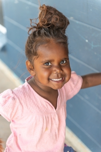Vertical shot of 3 year old Aboriginal girl