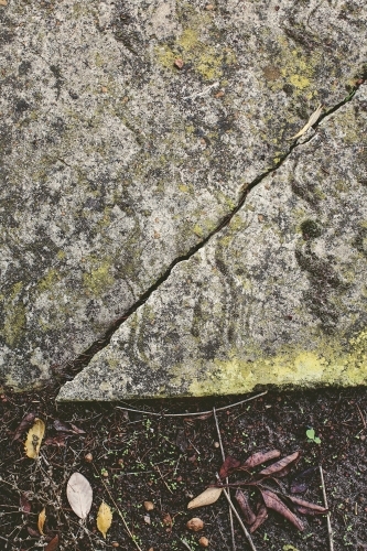 Vertical shot of cracked cement - Australian Stock Image