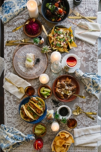 Vertical shot of Mexican and Indian food - Australian Stock Image