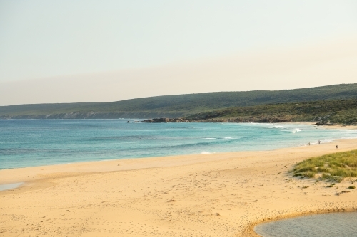 View of beach and ocean of people on beach - Australian Stock Image