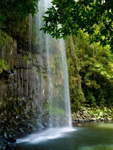 View of beautiful waterfall in green bushland - Australian Stock Image