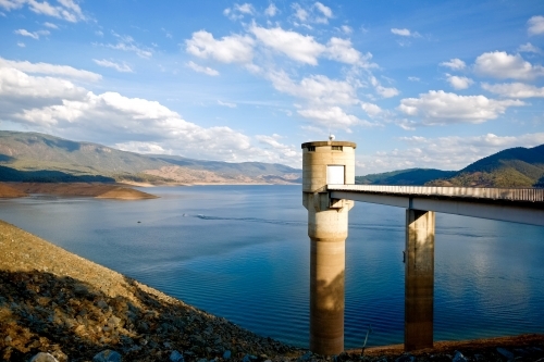 View of Blowering reservoir from the dam - Australian Stock Image