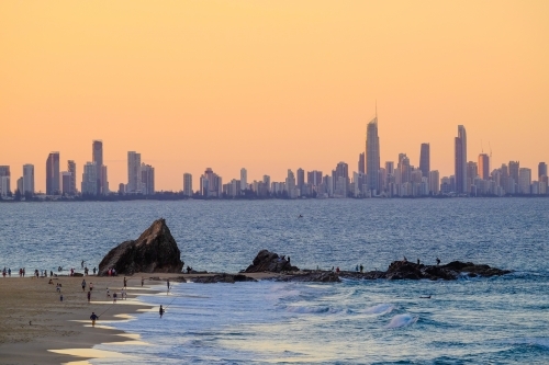 View of Gold Coast skyscrapers from Currumbin - Australian Stock Image