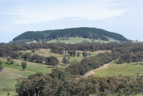 view of mount Franklin in the Daylesford, Macedon ranges ,Victoria - Australian Stock Image