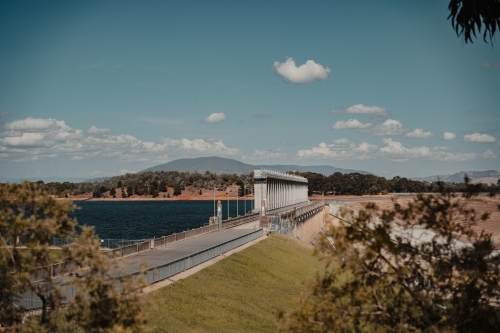 View of the Dam Wall at Hume Dam near Albury and Wodonga. - Australian Stock Image