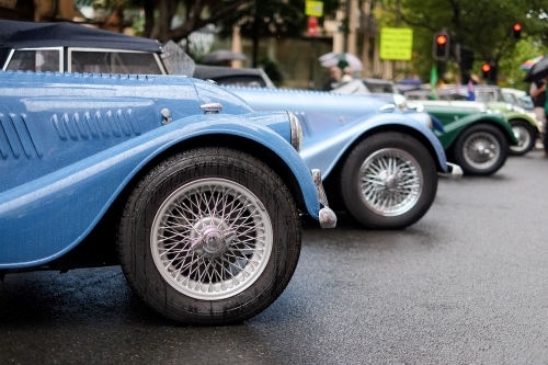 vintage cars all lined up - Australian Stock Image