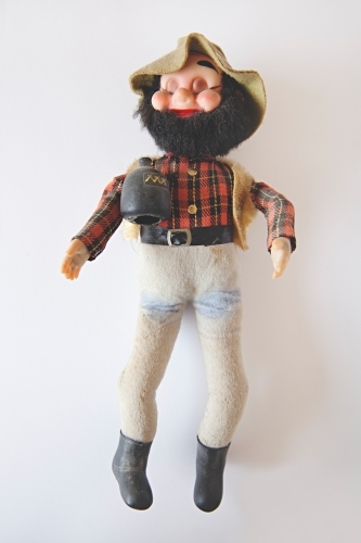 Vintage old swagman toy doll with beard - Australian Stock Image