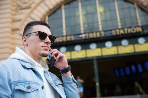 Waiting Outside Flinders Street Station Melbourne - Australian Stock Image