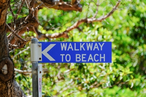 Walkway to beach sign at Point Lookout - Australian Stock Image