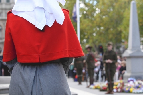 war nurse historic uniform on Anzac Day - Australian Stock Image