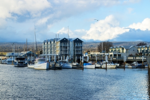 Waterfront with boats and buildings - Australian Stock Image