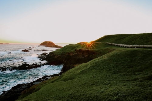 Waves crashing against the Phillip Island coastline - Australian Stock Image