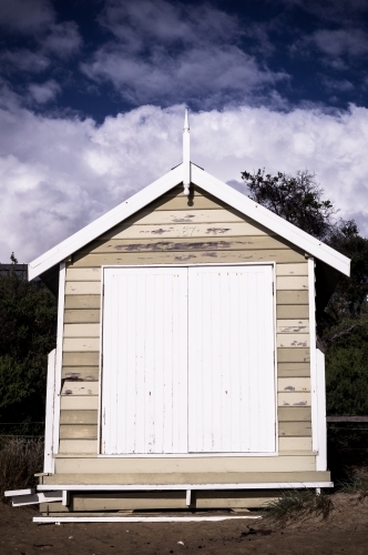 White Brighton Beach Box, Melbourne, Victoria - Australian Stock Image