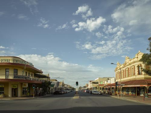 Wide angle of argent street in Broken Hill - Australian Stock Image