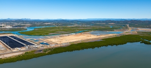 Wiggins Island Coal Export Terminal (Wicet) with Callemondah in the background - Australian Stock Image