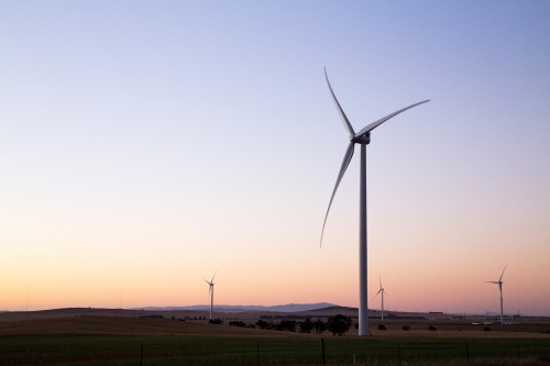 Wind turbines against a dusk sky - Australian Stock Image
