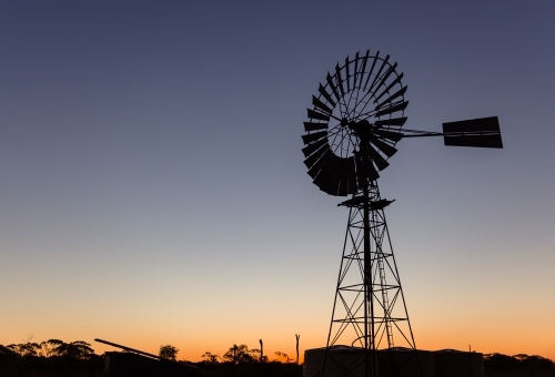 Windmill at sunset - Australian Stock Image
