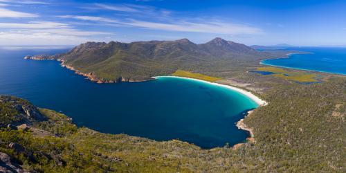 Wineglass Bay from Mt Amos - Australian Stock Image