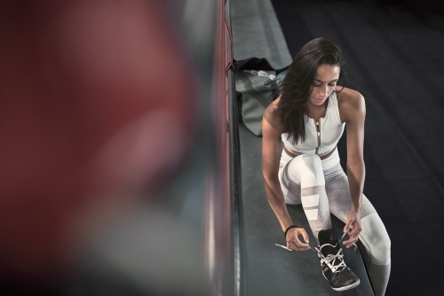 Woman boxing training at gym