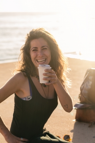 woman in bright sunlight - Australian Stock Image