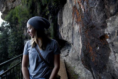 Woman looking at scenery on bush walk - Australian Stock Image