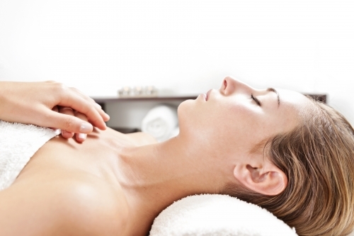 Woman receiving a facial - Australian Stock Image