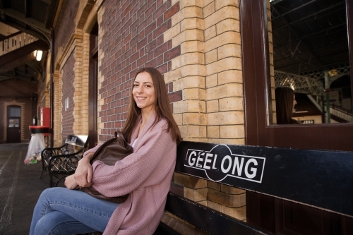 Woman waiting for a Train - Australian Stock Image