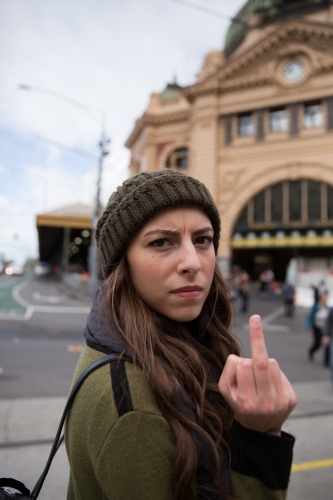 Woman With Attitude in Melbourne - Australian Stock Image