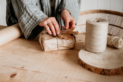 Wrapping presents. - Australian Stock Image