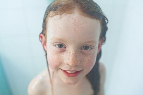 Young girl in the shower