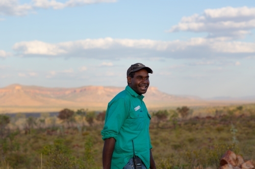 young indigenous man in the kimberley landscape