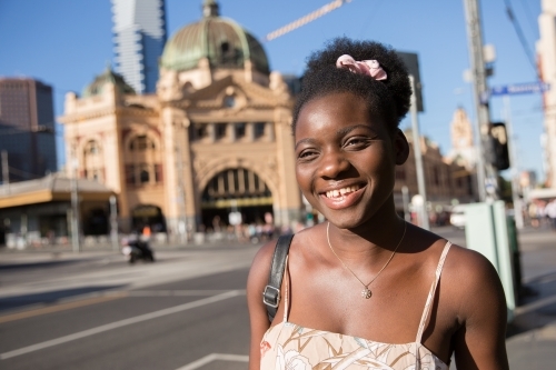 Young Woman Exploring Melbourne City - Australian Stock Image